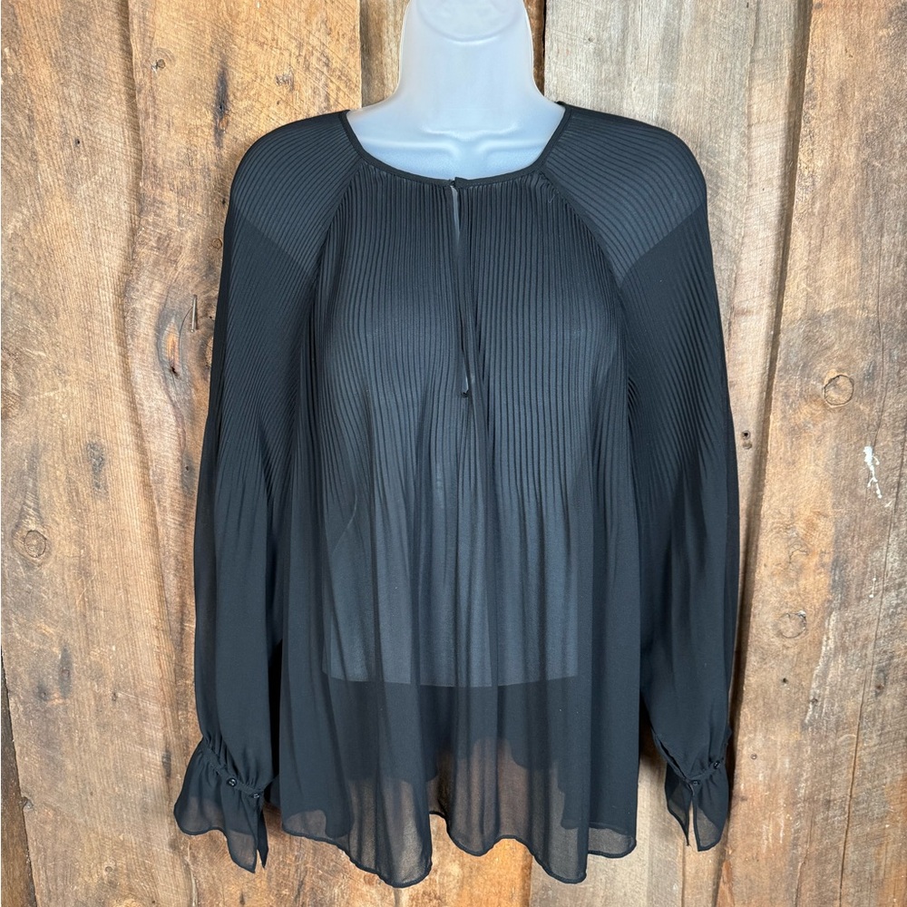 Zara Black Pleated Sheer Top - Size XSmall